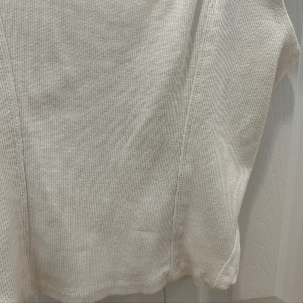 Anthropologie Cream Ruffled Ribbed Tank - Picture 2 of 4